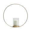 Large round frame candle holder in elegant brass finish