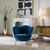 Ripple design blue velvet armchair