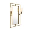 Elegant wall mirror with brass frame and two lampshades