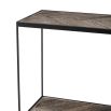 Gorgeous chevron pattern wooden console table with thin metal frame.