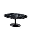 Sleek marble effect dining table with glossy plinth base
