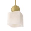 square hanging alabaster pendant with brushed brass pole