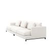 A contemporary white sofa with contrasting black legs 