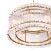 lovely classic chandelier in a circle of antique brass and ribbed glass
