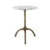 Poised and elegant side table with tripod design legs in textured brass finish with a round white marble top 