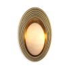 Enchanting wall light with vintage brass frame and elegant alabaster shade