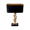 Brass branch-like motif table lamp with black shade