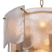 Smoked grey glass panel chandelier with brass details