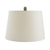Green jungle marble lamp base with slender antique brass neck