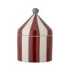 Circus-inspired jar with red and white stripes