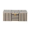 White and black striped trinket box with gold handle