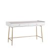 Classy and contemporary desk with brass legs and two storage drawers