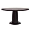 Circular wooden dining table with cylinder base