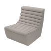 Statement curved lounge chair with boucle taupe channelling