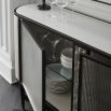 Strikingly modern and elegant sideboard with LED lit interior and ribbed glass doors