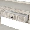 cream finish console table with 3 ribbed drawers