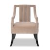 Stylish velvet sand chair with channelling and open arms