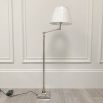 Nickel swing arm floor lamp with white shade