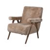 furry textured armchair on oak wood base