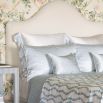 Stunningly silky Rattan Blue Silk Pillowcase with a rattan geometric pattern trim