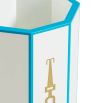 White glossy umbrella stand with blue lining