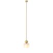 square hanging alabaster pendant with brushed brass pole