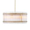 lovely classic chandelier in a circle of antique brass and ribbed glass