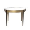 Round side table with brass frame and bevelled glass surface