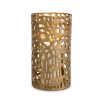 Chic candle holder with hole pattern and brushed brass finish