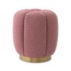 Beautiful boucle stool with fluting and a rose-coloured finish