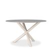 Round outdoor dining table with grey marble top 