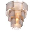 Smoked glass panel chandelier with brass elements