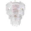 Wave textured glass chandelier with brass accents