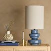 Curvaceous blue glass side lamp 