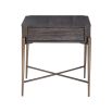 Dark brown side table with bronze legs