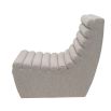 Statement curved lounge chair with boucle taupe channelling