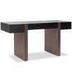 Industrial-inspired desk with two-toned woods