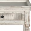 cream finish console table with 3 ribbed drawers