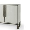 White oak cabinet with accent lines and metal sled base