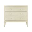Cream coloured, shagreen effect bedside table with three drawers