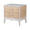 stunning natural rattan bedside two-drawer table