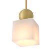 square hanging alabaster pendant with brushed brass pole