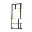 Elegant and glamorous shelving unit finished in brushed brass with geometric design