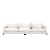 A contemporary white sofa with contrasting black legs 