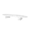 White Faux Marble coffee table in long oval shape