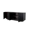 Glamourous ribbed sideboard with four doors in charcoal grey finish