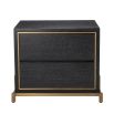 Elegant modern bedside table with dazzling brass details.