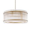 lovely classic chandelier in a circle of antique brass and ribbed glass