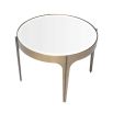 Round side table with brass frame and bevelled glass surface