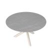 Round outdoor dining table with grey marble top 